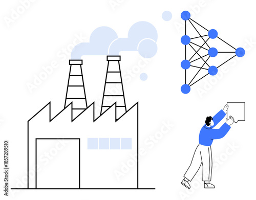 Industrial automation. Industrial automation powered by artificial intelligence and machine learning. Industrial automation integrating efficiency and innovation. For technology, factories