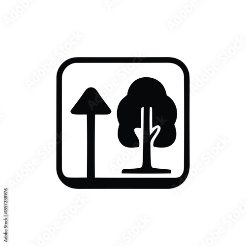 Recycling symbol with upward arrow and plant growth