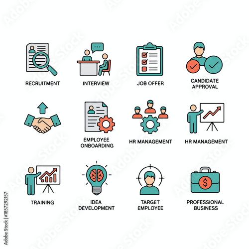 Human Resources Management and Business Development Icons Set 1.