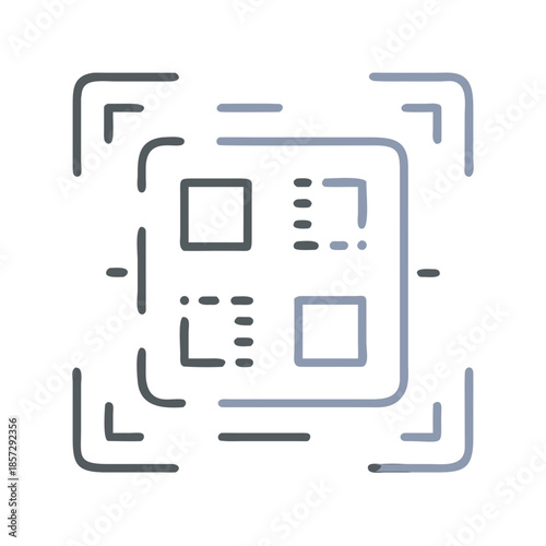 QR code graphic design in minimalist style with gray accents  