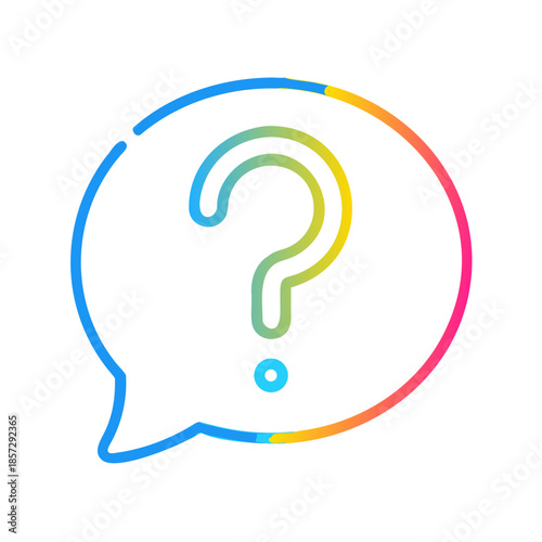 Question mark inside colorful speech bubble outline design  