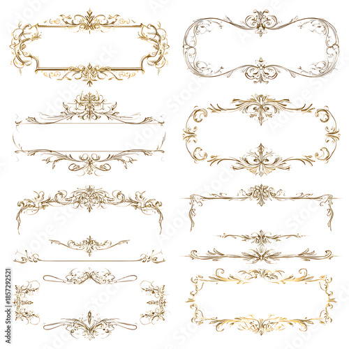 Ornate Frame Collection: An exquisite collection of intricate, golden frames, embodying timeless elegance. A treasure trove for design enthusiasts. 