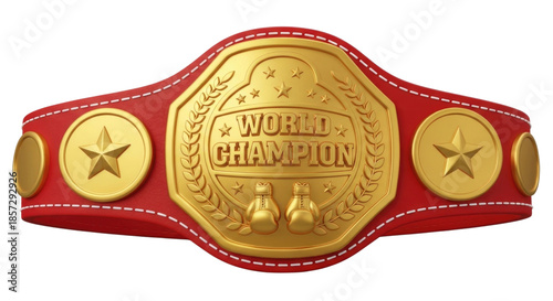 3d world champion boxing belt transparent background cutout png