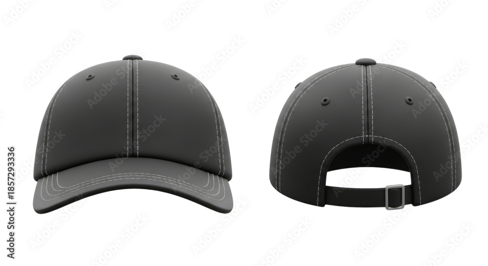Fototapeta premium 3d baseball cap mockup front and back view transparent background cutout png