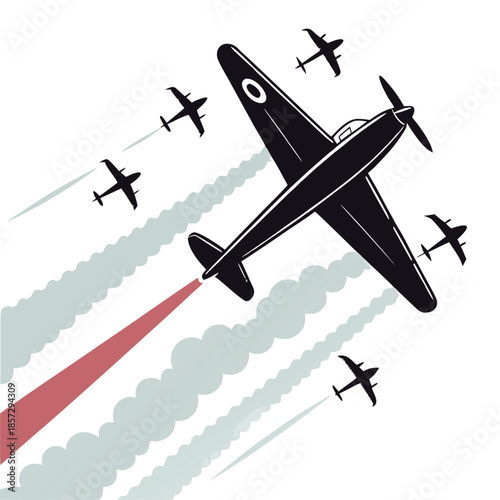Plane fly vector set background banner.