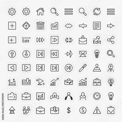 Set of Minimalist Line Icons for User Interface Design.