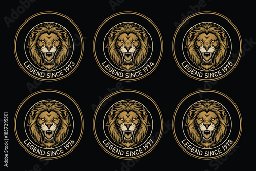 Golden lion T-Shirt Designs with legend since 1973 to 1978 on black