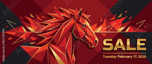 Celebrating Lunar New Year 2026 Year of the Fire Horse with a Vibrant Sale Greeting