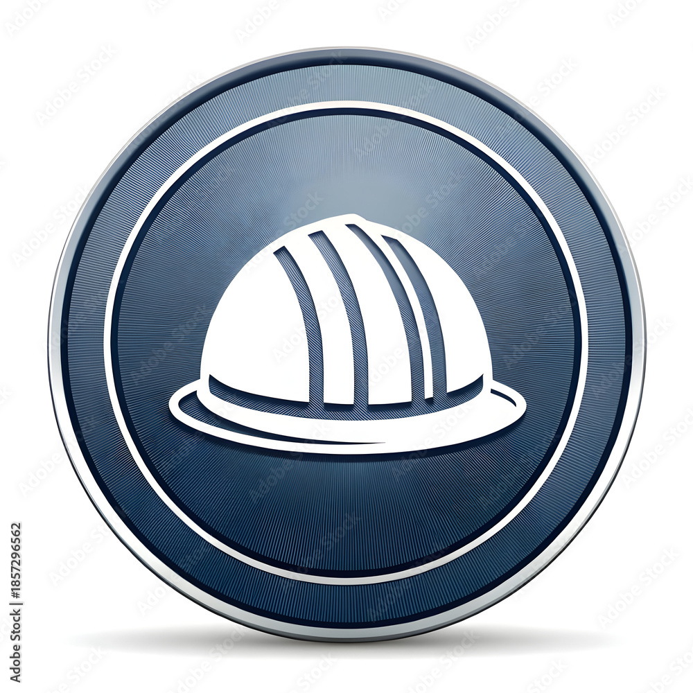 Fototapeta premium Modern construction hard hat icon on blue background
