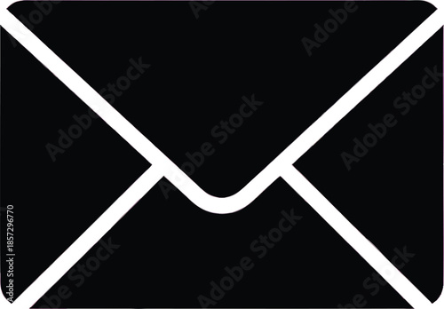 Minimalist black envelope icon, representing mail, email, messages, and communication. Versatile vector graphic for digital and print design.