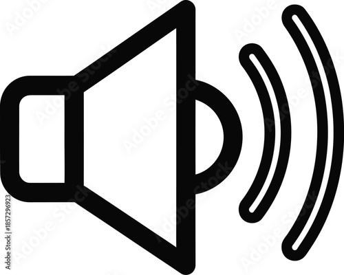 Sound speaker volume control icon vector graphic showing audio waves emitting for user interface isolated on white background