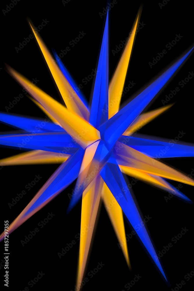 Obraz premium Vibrant blue and orange starburst on black background
