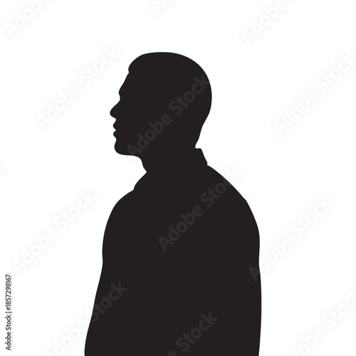 Man profile silhouette head and shoulders black flat art vector illustration isolated on white background masculine figure facial features identity
