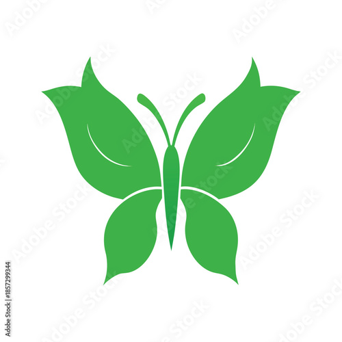 Eco life butterfly made of green leaves