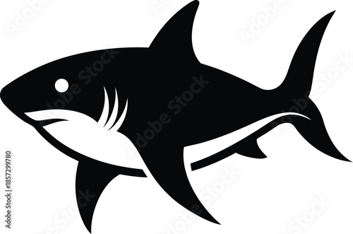 simple shark silhouette vector in black color for animal element idea