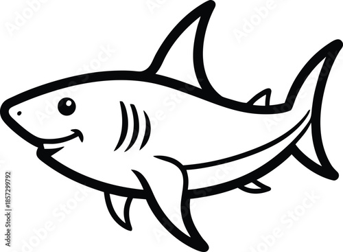 Great white shark drawing illustration vector image for coloring pages and educational resources design art