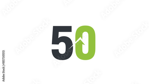 Modern logo design featuring the number fifty with an upward trend, Generative AI.