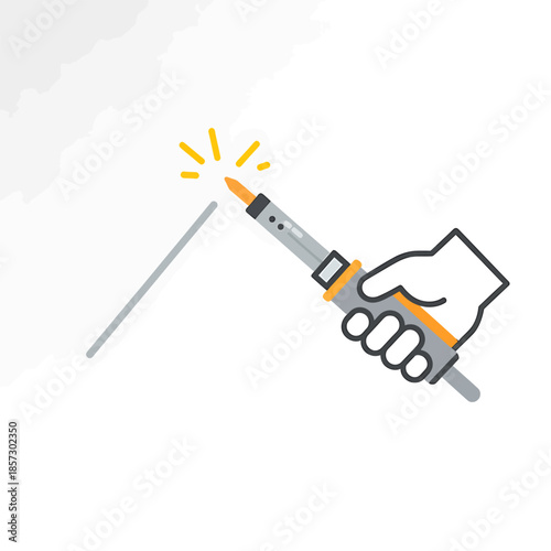 Illustration of a Hand Soldering with a Soldering Iron.