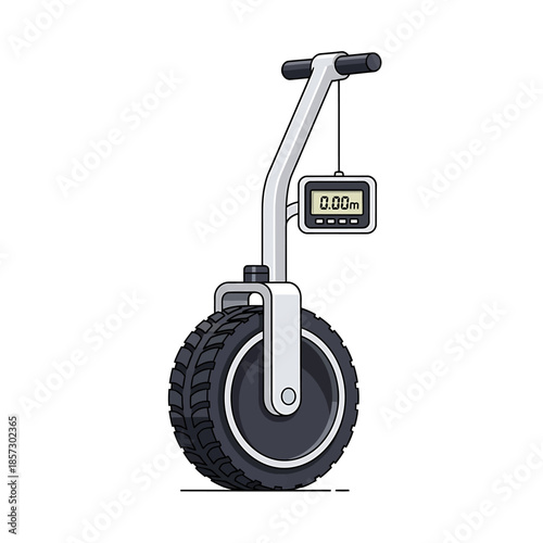 Illustration of a measuring wheel with digital display showing 0.00m.
