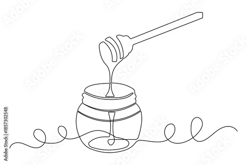Continuous line drawing of a honey trapping icon minimalist design isolated
