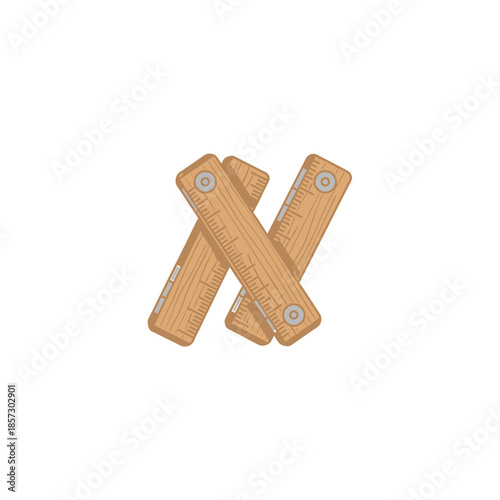 Wooden Slats Intersecting, Creating an X Shape with Visible Fasteners.