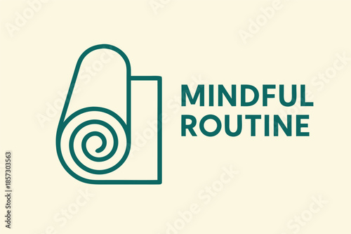 Yoga Mat Icon with Mindful Routine Text Illustration