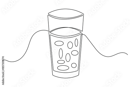Continuous line drawing of a glass of water icon minimalist design