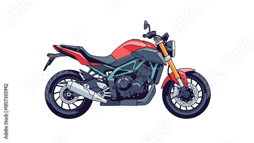 Red Modern Motorcycle Illustration