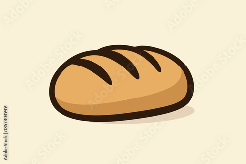 Bread Loaf Flat Illustration Isolated on Light Background