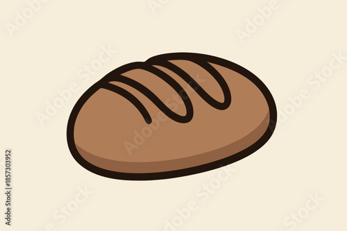 Brown Bread Loaf Illustration Isolated on Light Background