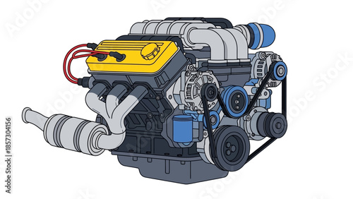 Internal Combustion Engine Illustration - Automotive Technology