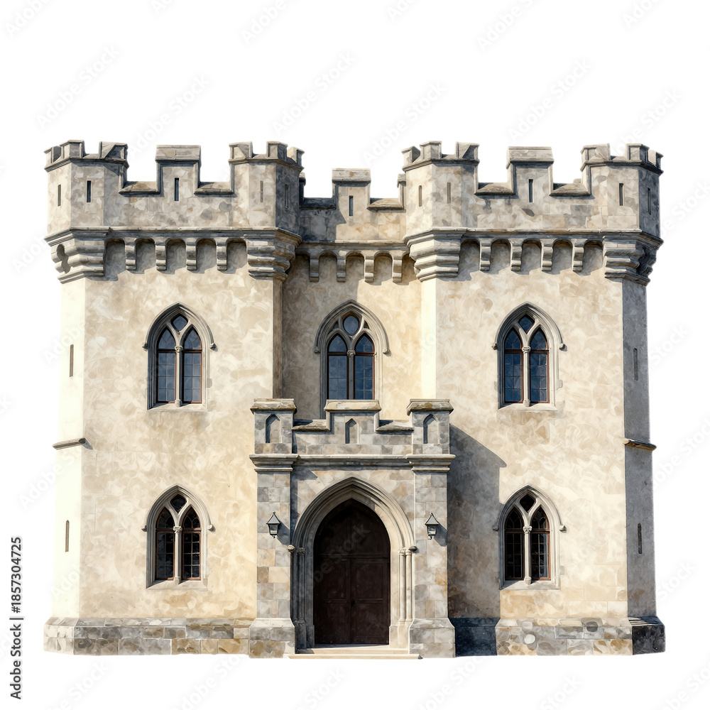 Fototapeta premium Medieval Castle Gatehouse With Arched Windows