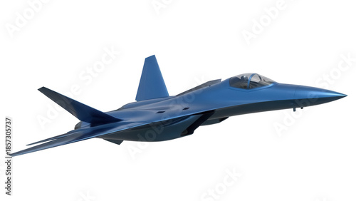 Fotografía Blue futuristic fighter jet PNG isolated on transparent background, advanced mil
