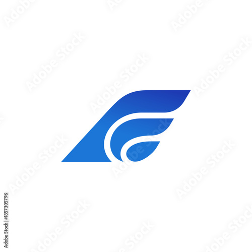 travel agency logo, tail plane, wing plane dynamic letter F, E icon