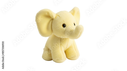 Fotografija Cute yellow elephant plush toy isolated PNG on transparent background, soft stuf