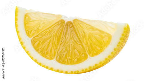 Obraz na płótnie Bright yellow lemon slice isolated PNG on transparent background, juicy citrus f