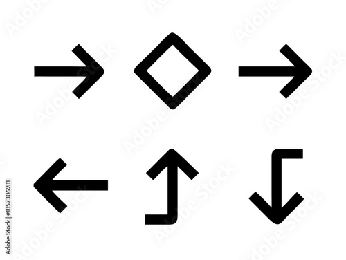 Six Black And White Arrow Icons Set Up Down Lef