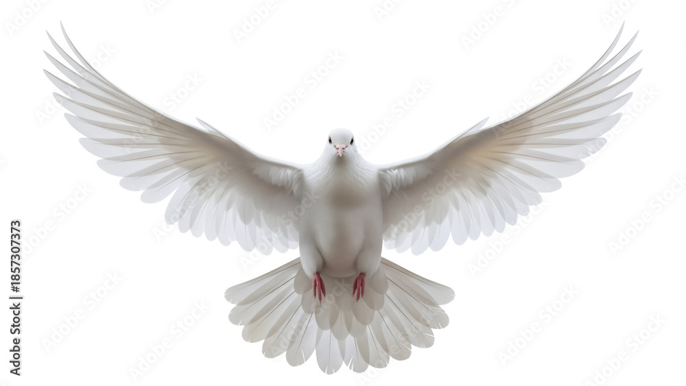 Obraz premium Dove with outstretched wings isolated PNG, symbol of peace and freedom on transparent background Bird for design elements and religious themes