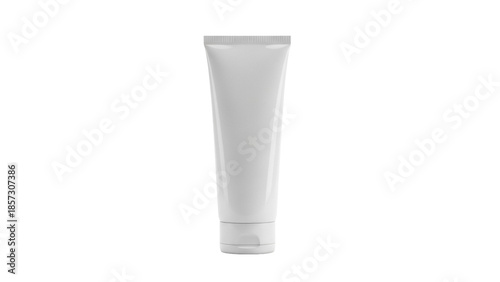 Blank white cosmetic tube isolated PNG on transparent background, mockup for cream lotion gel or toothpaste packaging design