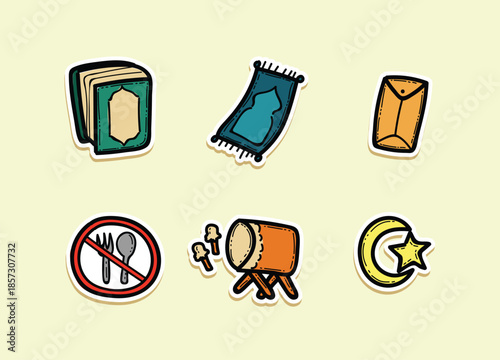 Ramadan Mubarak Element Illustration Collection Sticker Style