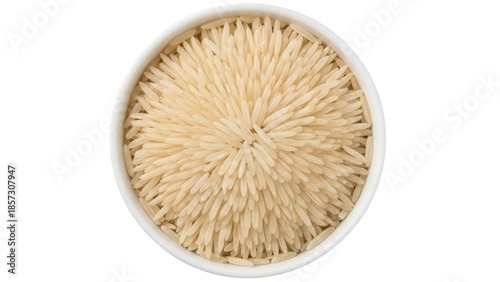 Φωτογραφία Bowl of uncooked brown rice PNG isolated on transparent background, healthy whol