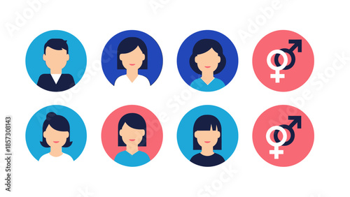 Collection of diverse gender icons and avatars representing people.