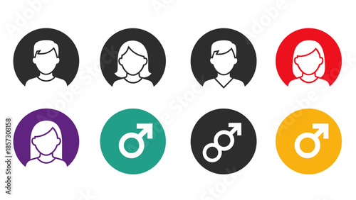 Collection of Male and Female Gender Icons and Symbols.