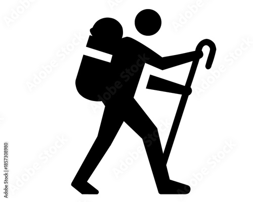 mountain climber icon, black and white image, vector illustration 4
