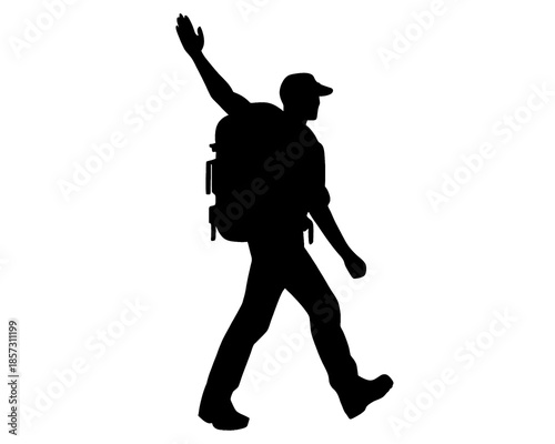 silhouette of a mountain climber, icon isolated on a white background, vector illustration type 3

