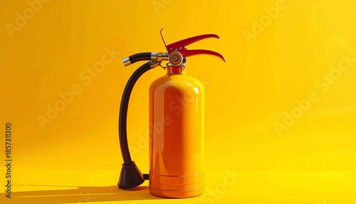 fire extinguisher on yellow  background