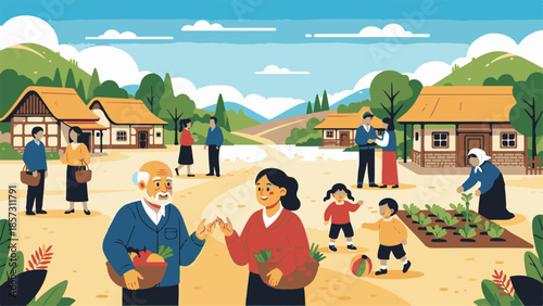 A happy family with children and a young boy playing on a sunny summer beach while a mother and father enjoy a fun outdoor vacation under a blue sky near nature