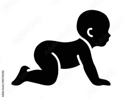 silhouette of a baby crawling, icon isolated on white background, vector illustration 1
