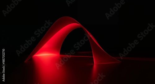 Crimson Curve. An Abstract Form in Dark Space, Illuminated by Red Tones.