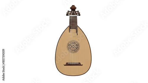 3D Lute Musical Instrument on transparent background